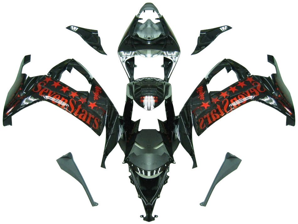 2008-2010 カワサキ ZX10R ブラック オレンジ レーシング フェアリング ジェネリック