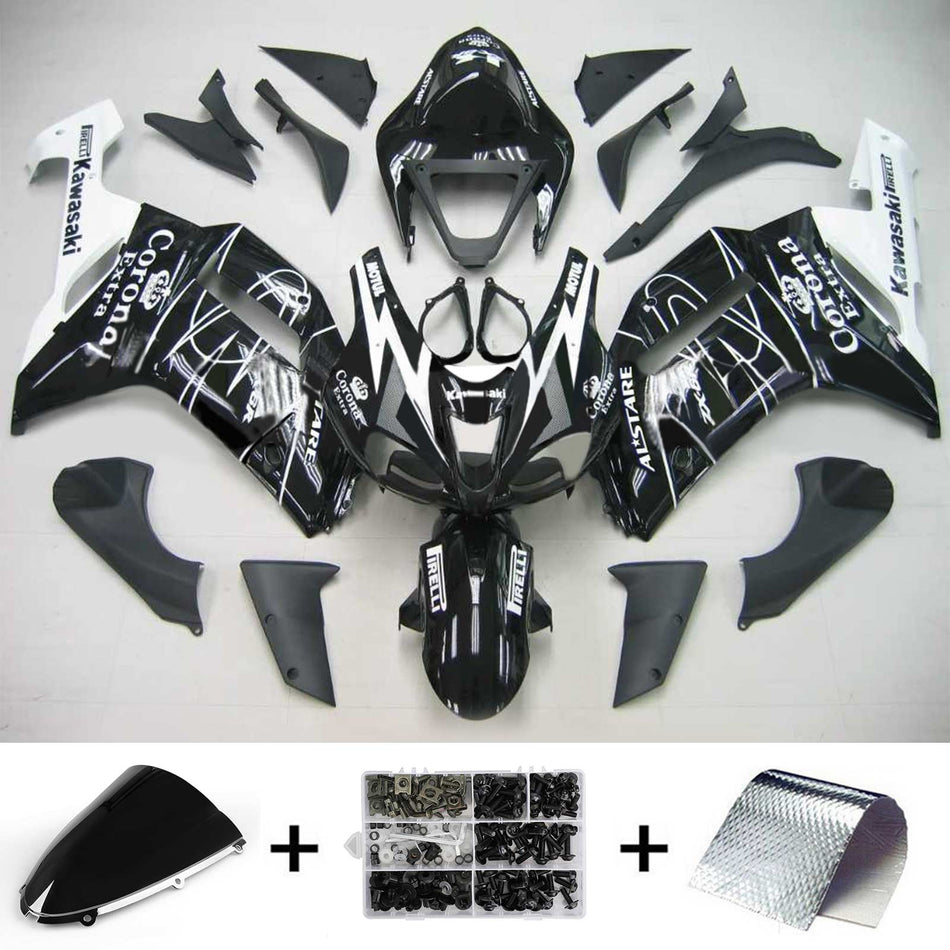 2007-2008 カワサキ ZX6R 636 Amotopart インジェクションフェアリングキット ボディワーク プラスチック ABS #109