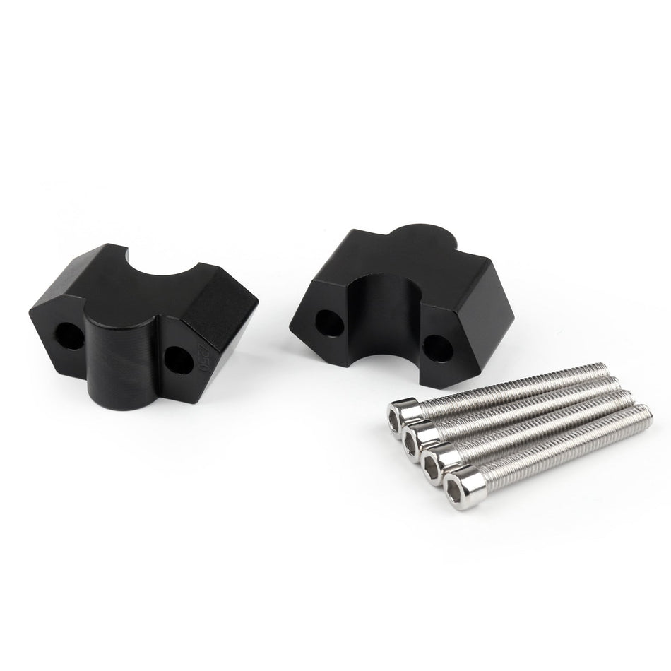 アルミ 7/8" 22mm オートバイハンドルバー ライザー マウント クランプ カワサキ Z250 BLK 用