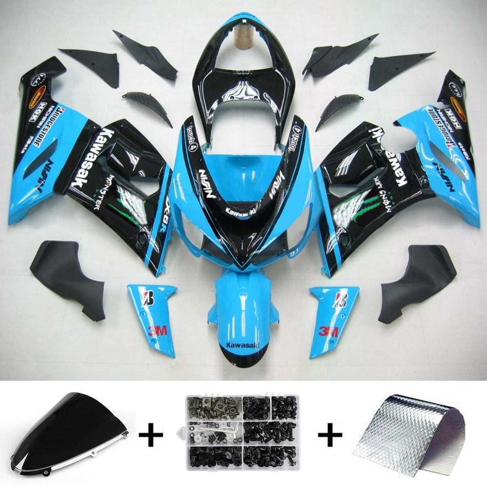 2005-2006 カワサキ ZX6R 636 Amotopart インジェクションフェアリングキット ボディワーク プラスチック ABS #107