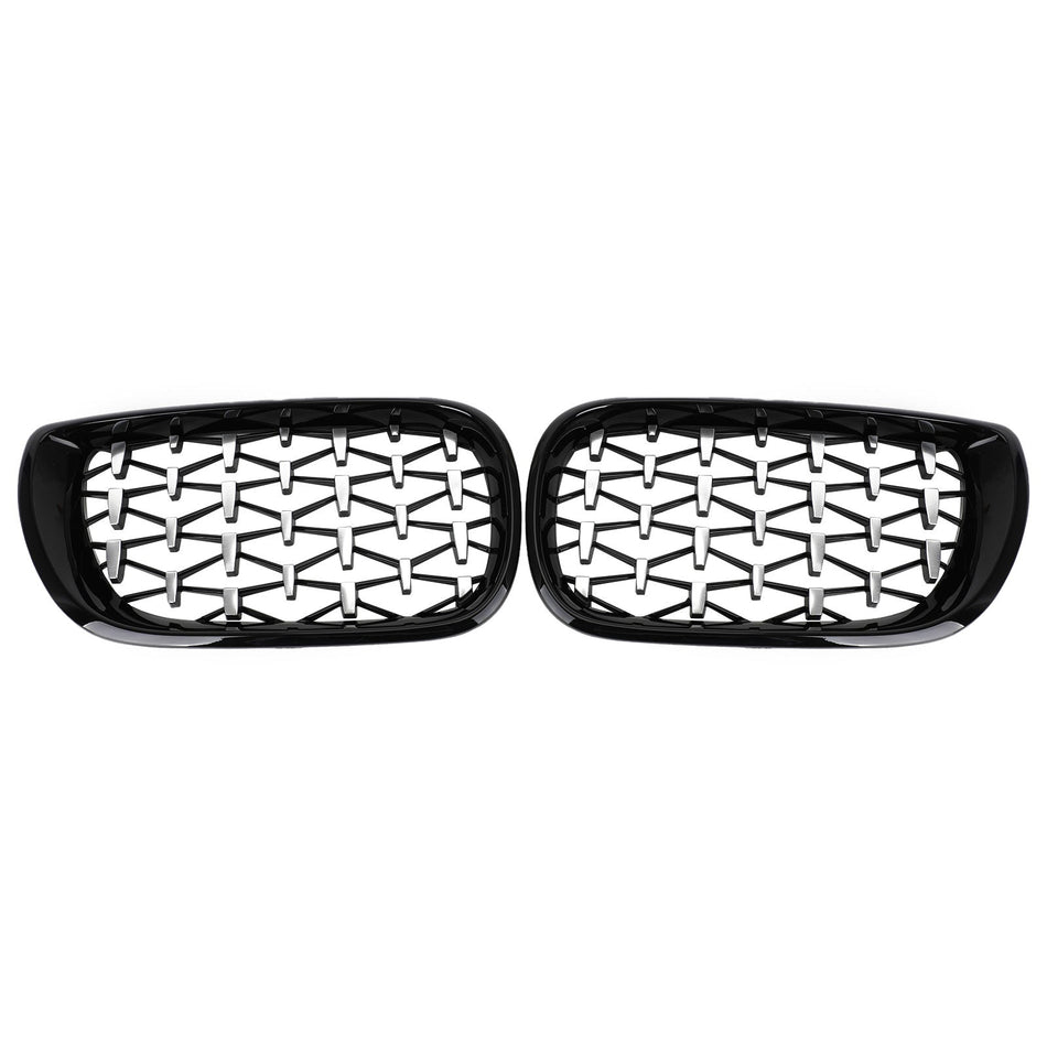 2002-2005 BMW E46 サルーン/ツーリング フェイスリフト 4Dr ダイヤモンドスタイル フロントグリル ブラック&クローム/クローム/ブラック ジェネリック