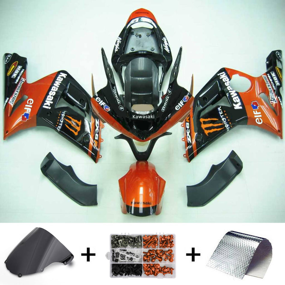 2003-2004 カワサキ ZX6R 636 Amotopart インジェクションフェアリングキット ボディワーク プラスチック ABS #103