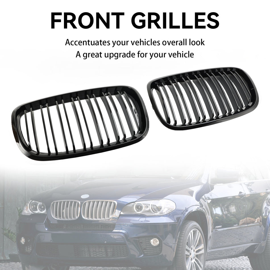 BMW X5 E70 2007-2013 フロントバンパー キドニーグリル グリル グロスブラック