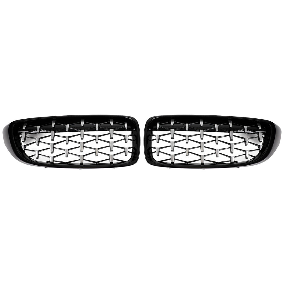 2014-2018 BMW 4シリーズ F32 F33 F36 F82 M4 全モデル ブラック&クローム ダイヤモンド フロントアッパーグリル