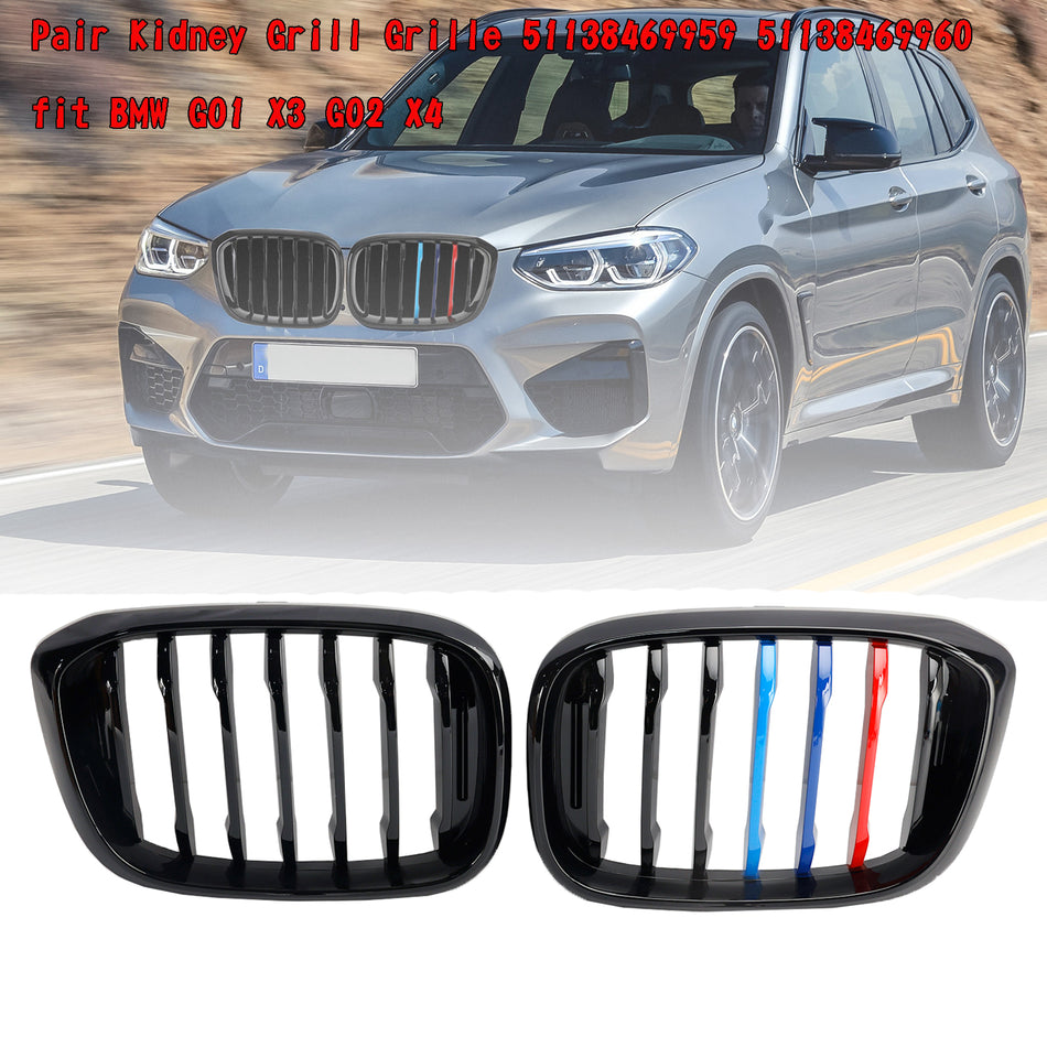 2018-2021 BMW X3 G01 X4 G02 ペア キドニーグリル グリル 51138469959 51138469960 51138091725 51138091726 ジェネリック