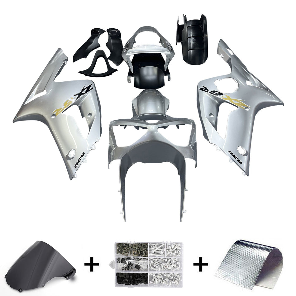 2003-2004 カワサキ ZX6R 636 アモトパーツ フェアリング シルバー ニンジャ レーシング