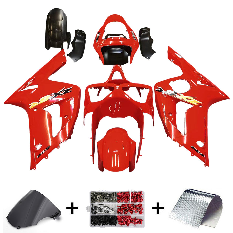 2003-2004 カワサキ ZX6R 636 フェアリング レッド Ninja Racing ジェネリック
