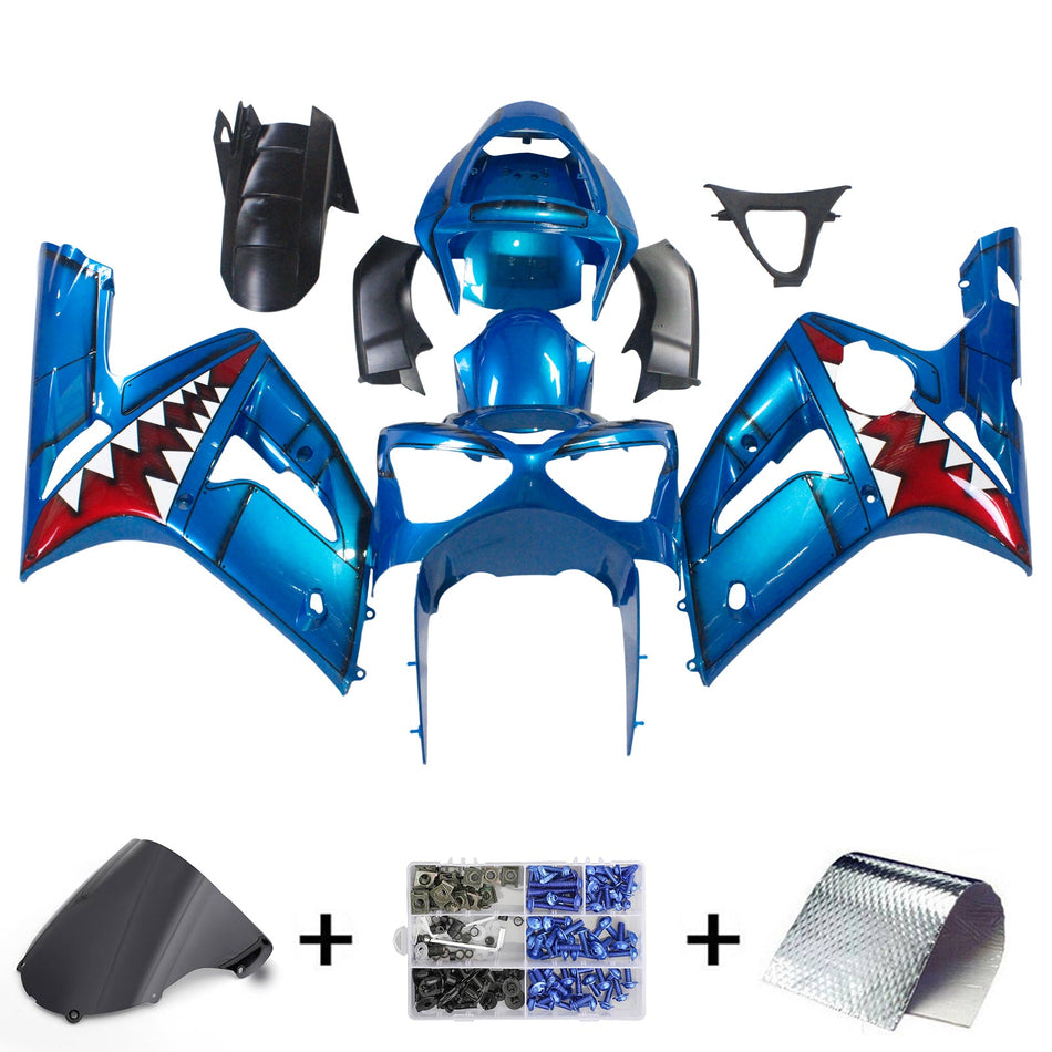 2003-2004 カワサキ ZX6R 636 Amotopart インジェクションフェアリングキット ボディワーク プラスチック ABS #111