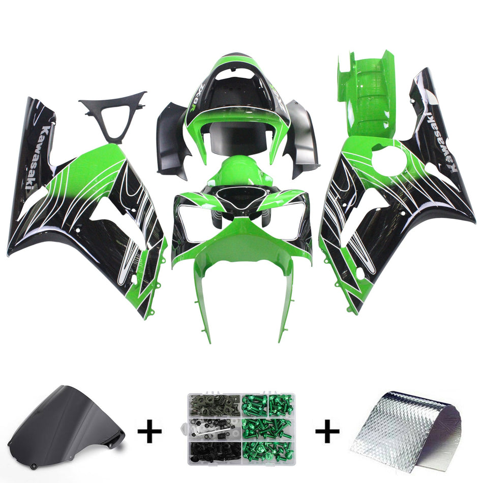 2003-2004 カワサキ ZX6R 636 Amotopart インジェクションフェアリングキット ボディワーク プラスチック ABS #112