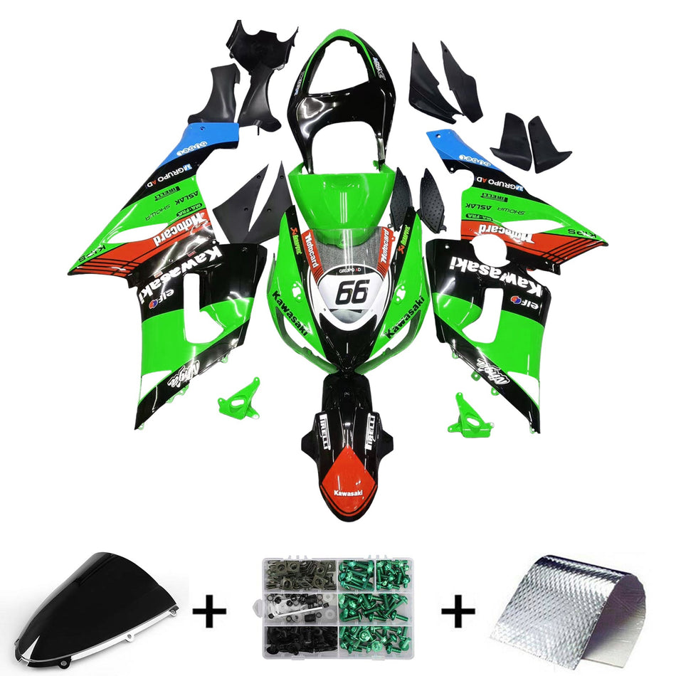 2005-2006 カワサキ ZX6R 636 Amotopart インジェクションフェアリングキット ボディワーク プラスチック ABS #129