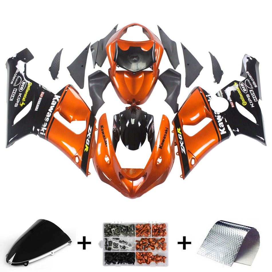 2005-2006 カワサキ ZX6R 636 Amotopart インジェクションフェアリングキット ボディワーク プラスチック ABS #146
