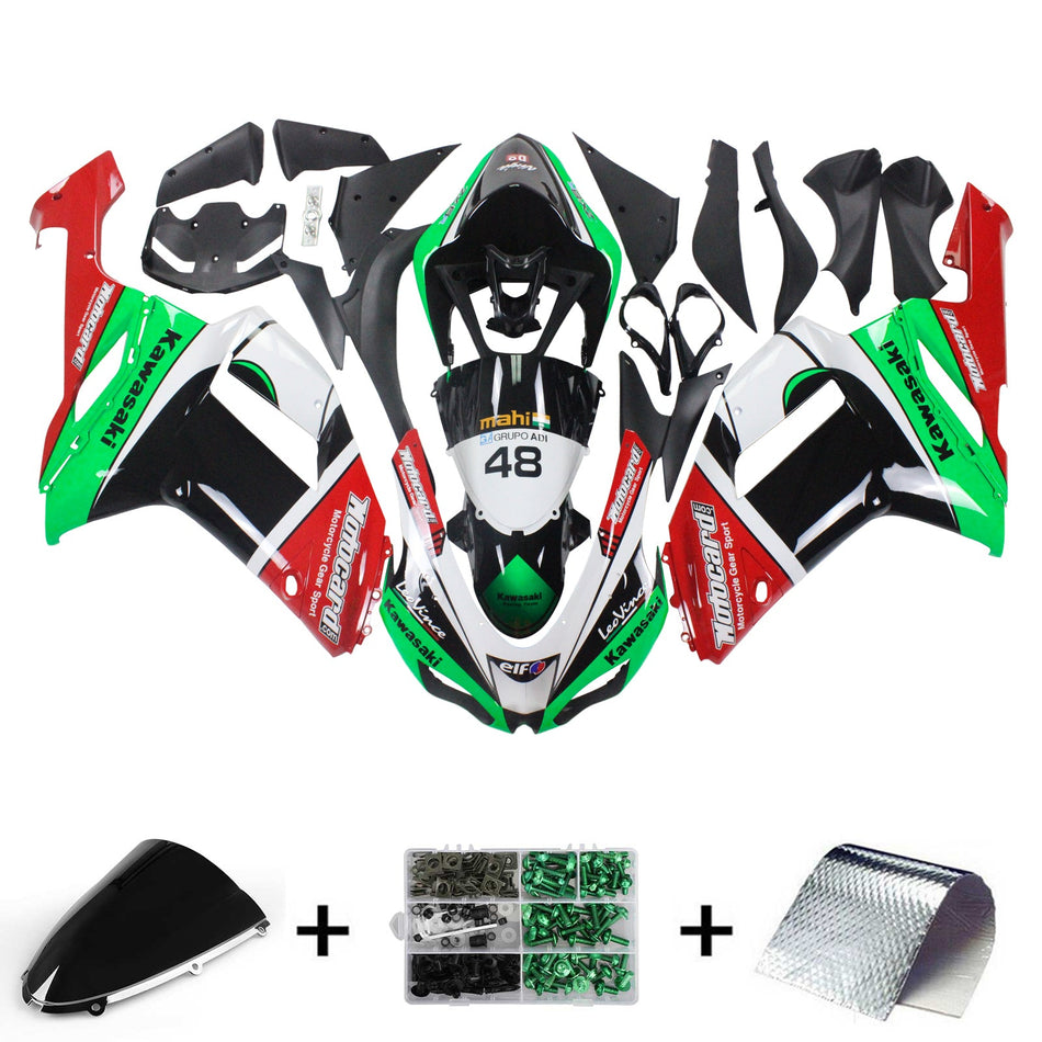 2007-2008 カワサキ ZX6R 636 Amotopart インジェクションフェアリングキット ボディワーク プラスチック ABS #125