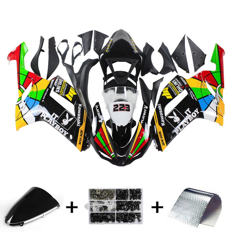 2007-2008 カワサキ ZX6R 636 Amotopart インジェクションフェアリングキット ボディワーク プラスチック ABS #134