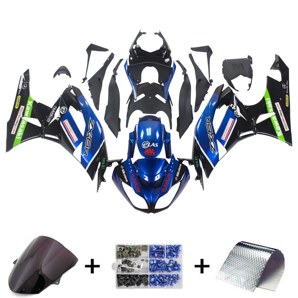 2009-2012 カワサキ ZX6R 636 Amotopart インジェクションフェアリングキット ボディワーク プラスチック ABS #115