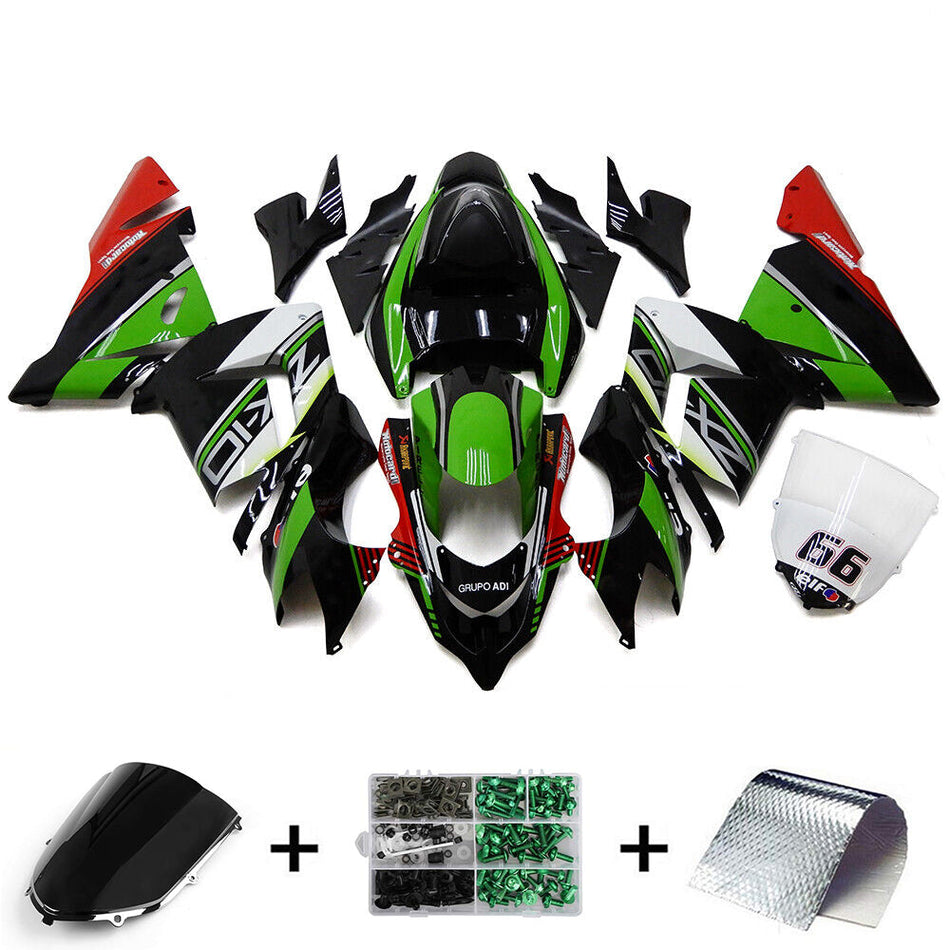 2004-2005 カワサキ ZX10R Amotopart インジェクションフェアリングキット ボディワーク プラスチック ABS #120
