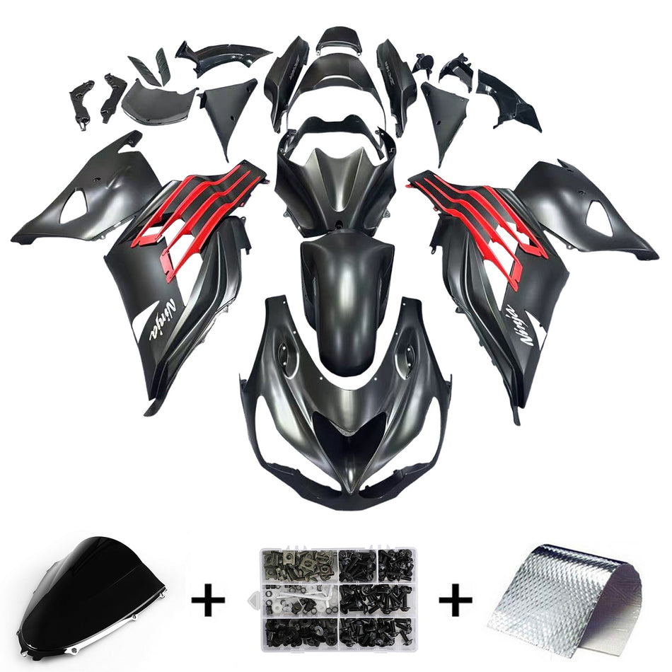 2012-2021 カワサキ ZX14R Amotopart フェアリング プラスチック Ninja ブラック レッド レーシング