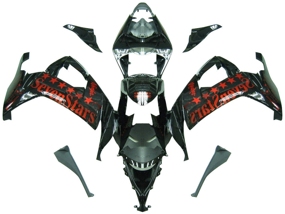 2008-2010 カワサキ ZX10R ブラック オレンジ レーシング フェアリング ジェネリック