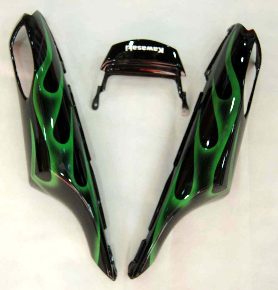 2006-2010 カワサキ ZX14R Amotopart フェアリング ブラック & グリーン フレイム Ninja Racing