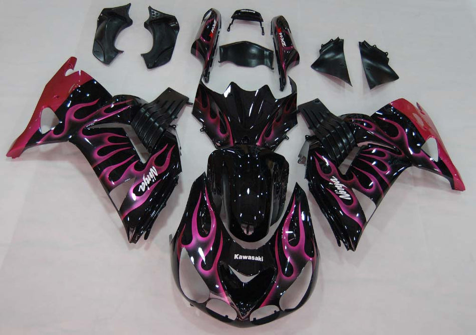 2006-2011 Ninja ZX14R ブラック&パープル ボディワークフェアリング ABS 射出成形プラスチックセット 4# ジェネリック
