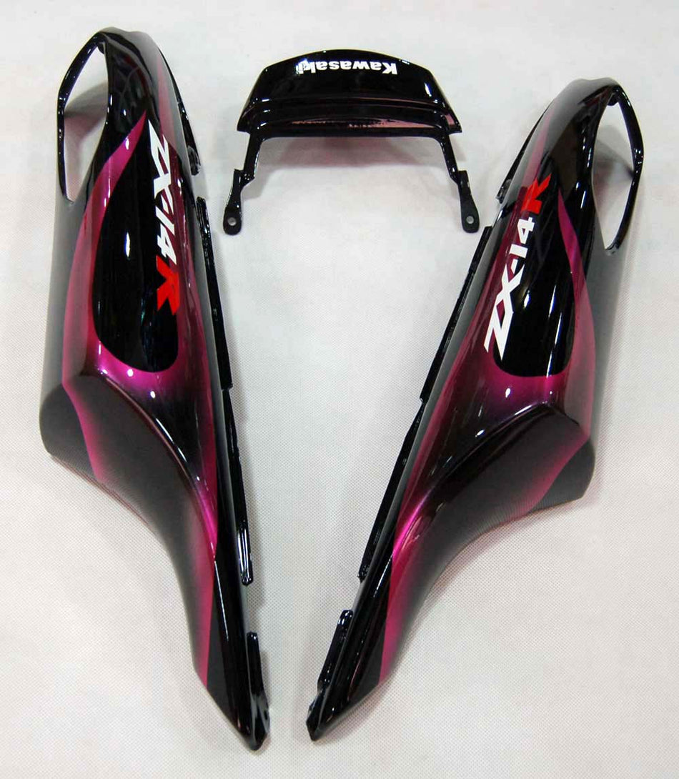 2006-2011 Ninja ZX14R ブラック&パープル ボディワークフェアリング ABS 射出成形プラスチックセット 4# ジェネリック