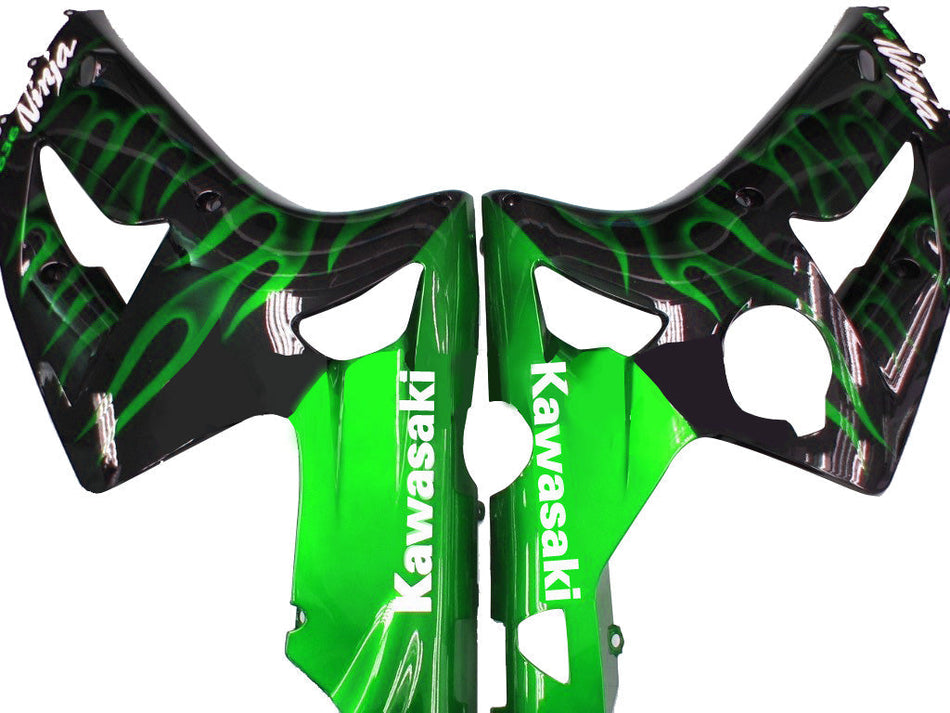 2003-2004 カワサキ ZX6R 636 フェアリング ブラック & グリーン フレイム Ninja Racing ジェネリック