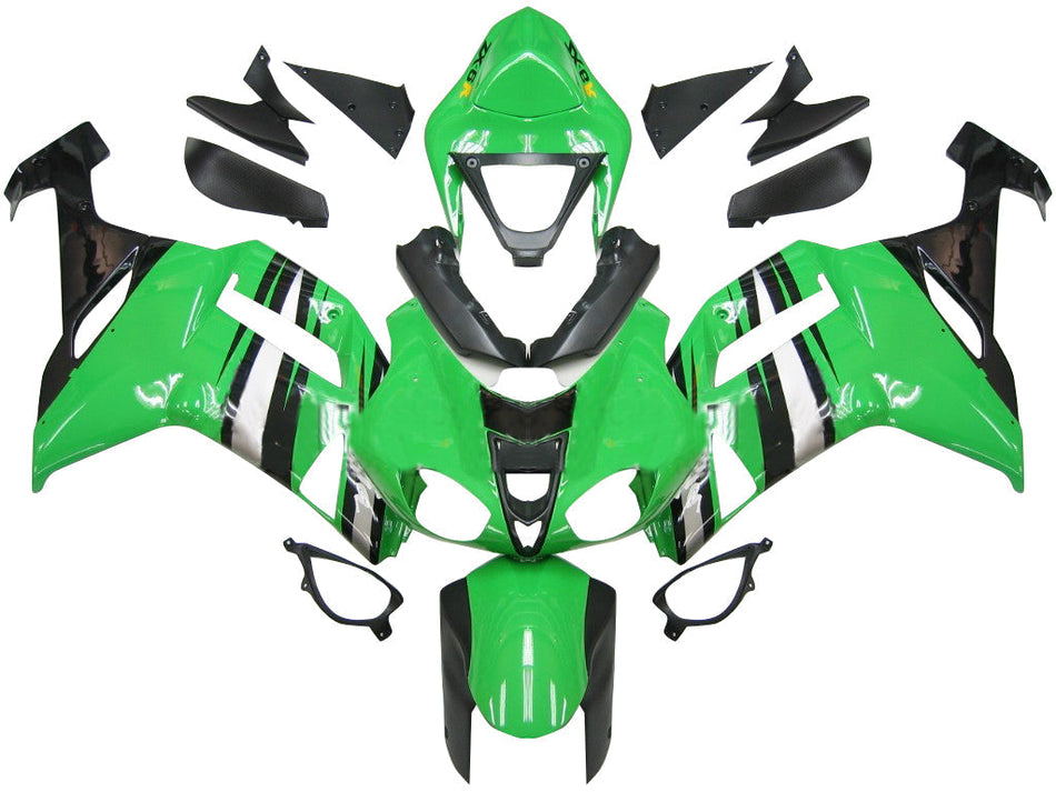 2007-2008 カワサキ ZX6R ZX636 フェアリング グリーン ブラック シルバー Ninja ZX6R レーシング ジェネリック