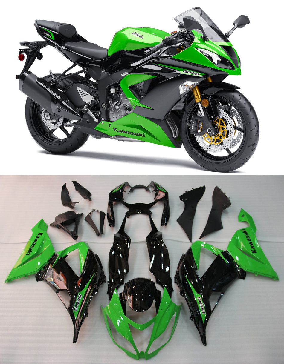 2013-2018 カワサキ ZX6R 636 フェアリング グリーン ブラック Ninja Racing ジェネリック