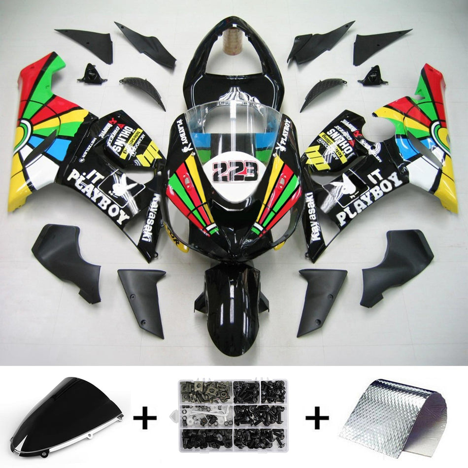 2005-2006 カワサキ ZX6R 636 Amotopart インジェクションフェアリングキット ボディワーク プラスチック ABS #112