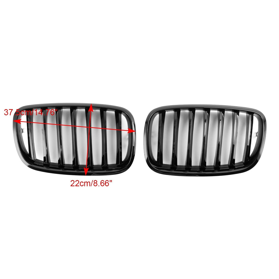 BMW X6 E71 2007-2014 / X6 M (E71) 2009-2014 / X6 ハイブリッド E72 2008-2011 フロントバンパー キドニーグリル グリル グロスブラック