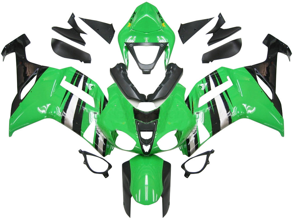 2007-2008 カワサキ ZX6R ZX636 フェアリング グリーン ブラック シルバー Ninja ZX6R レーシング ジェネリック