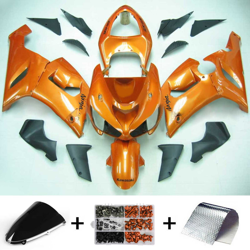 2005-2006 カワサキ ZX6R 636 Amotopart インジェクションフェアリングキット ボディワーク プラスチック ABS #109