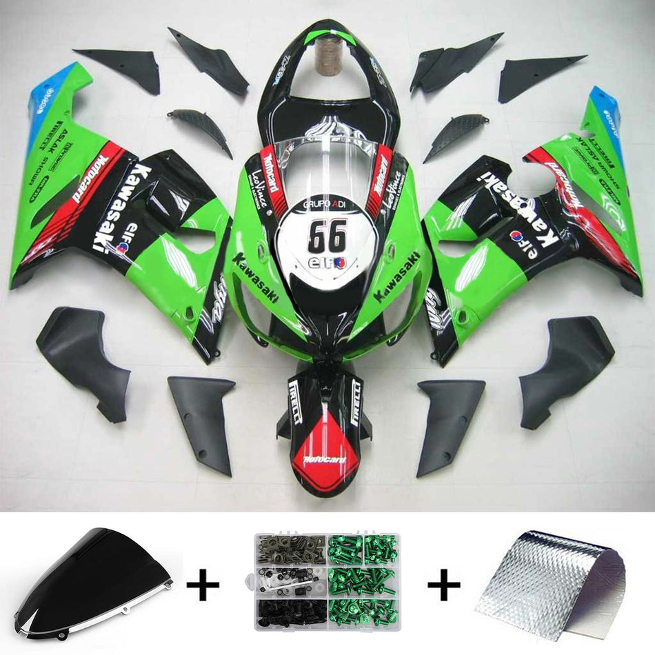 2005-2006 カワサキ ZX6R 636 Amotopart インジェクションフェアリングキット ボディワーク プラスチック ABS #123