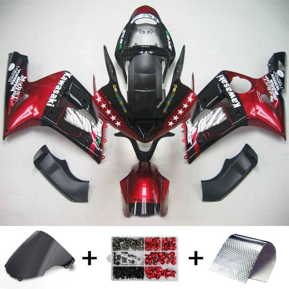 2003-2004 カワサキ ZX6R 636 Amotopart インジェクションフェアリングキット ボディワーク プラスチック ABS #108