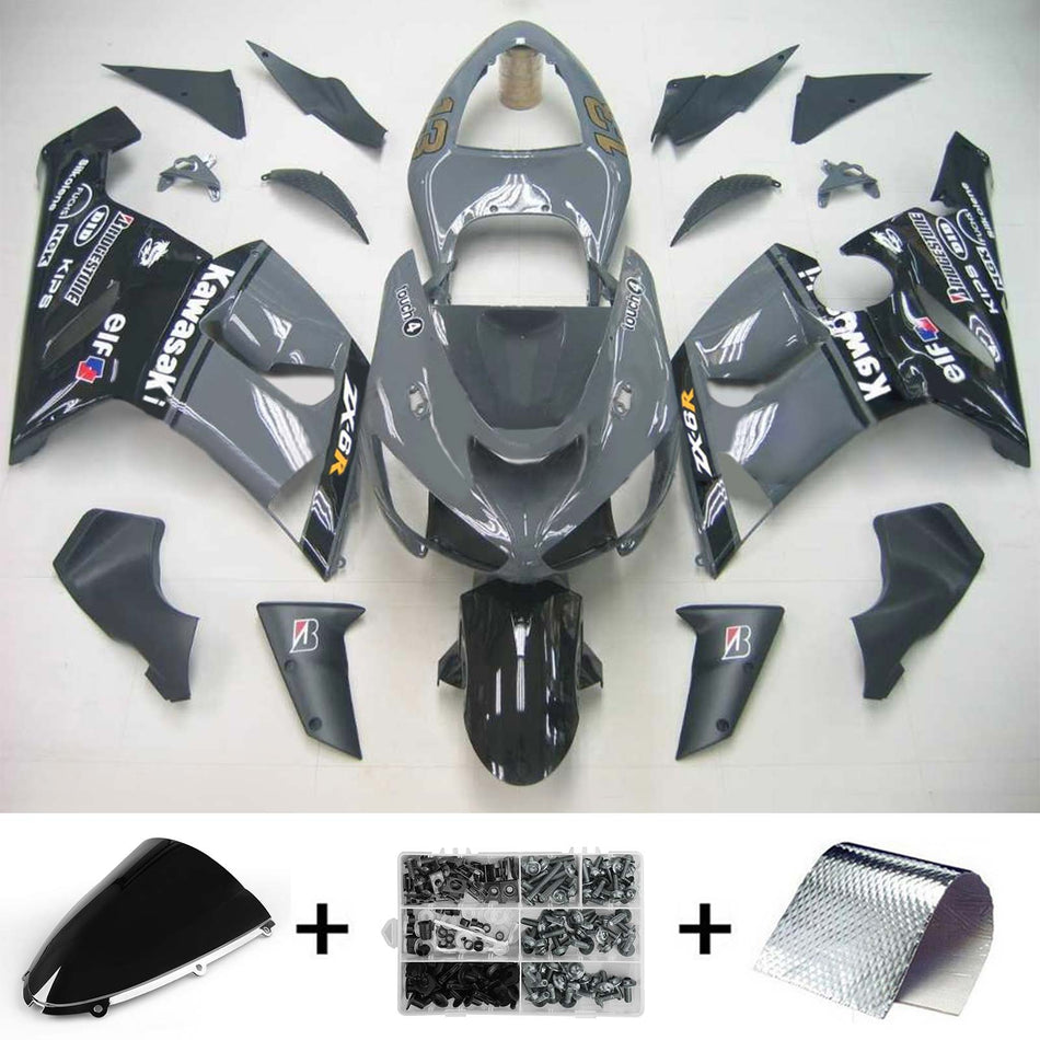 2005-2006 カワサキ ZX6R 636 Amotopart インジェクションフェアリングキット ボディワーク プラスチック ABS #133