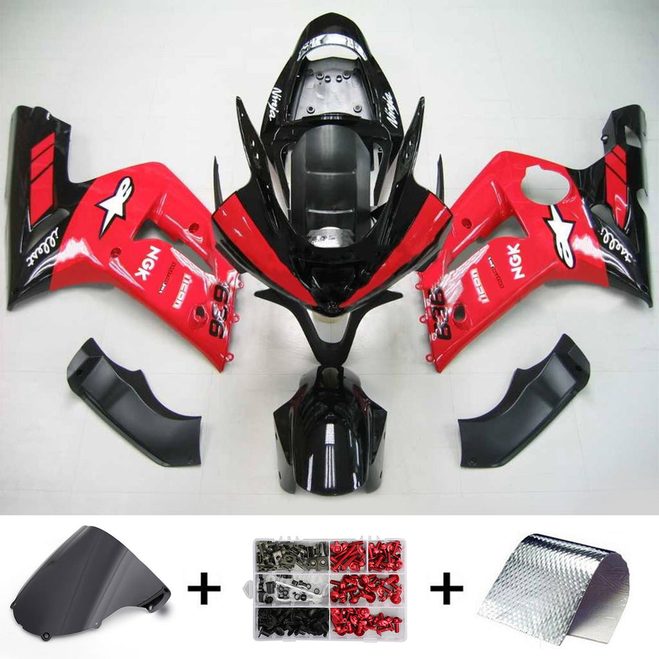 2003-2004 カワサキ ZX6R 636 Amotopart インジェクションフェアリングキット ボディワーク プラスチック ABS #114