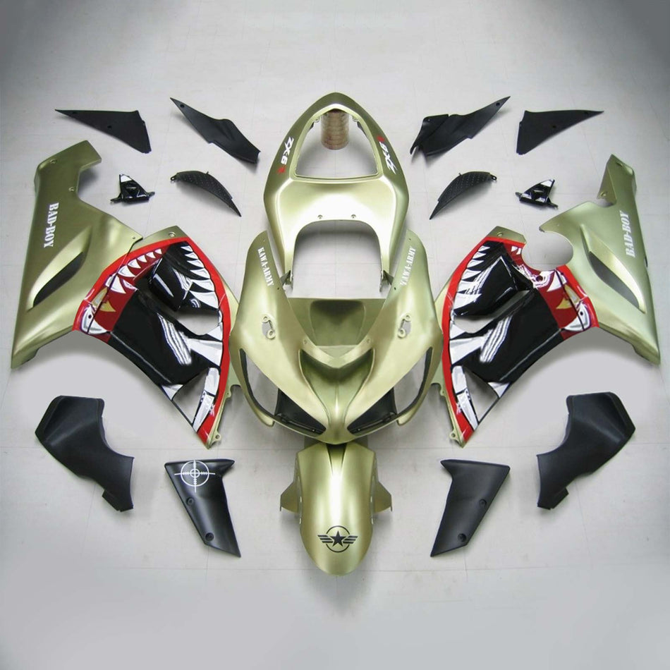 2005-2006 カワサキ ZX6R 636 Amotopart インジェクションフェアリングキット ボディワーク プラスチック ABS #119