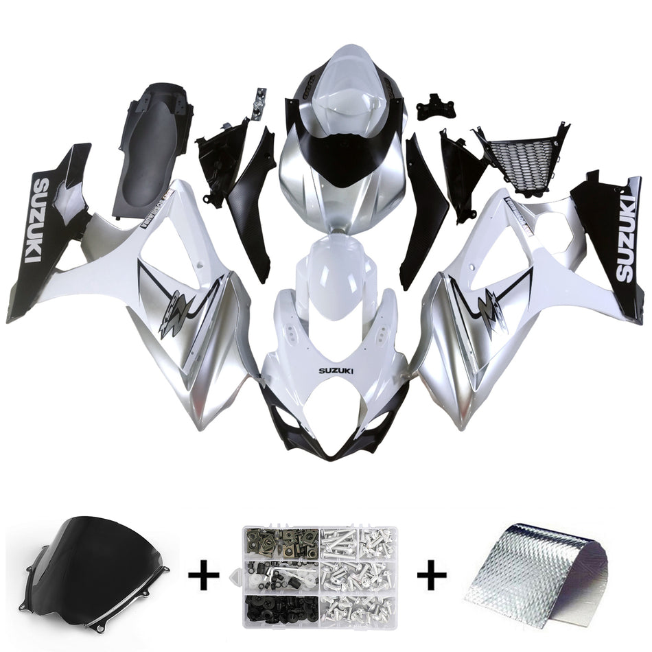 2007-2008 スズキ GSXR 1000 シルバー GSXR レーシングフェアリング ジェネリック