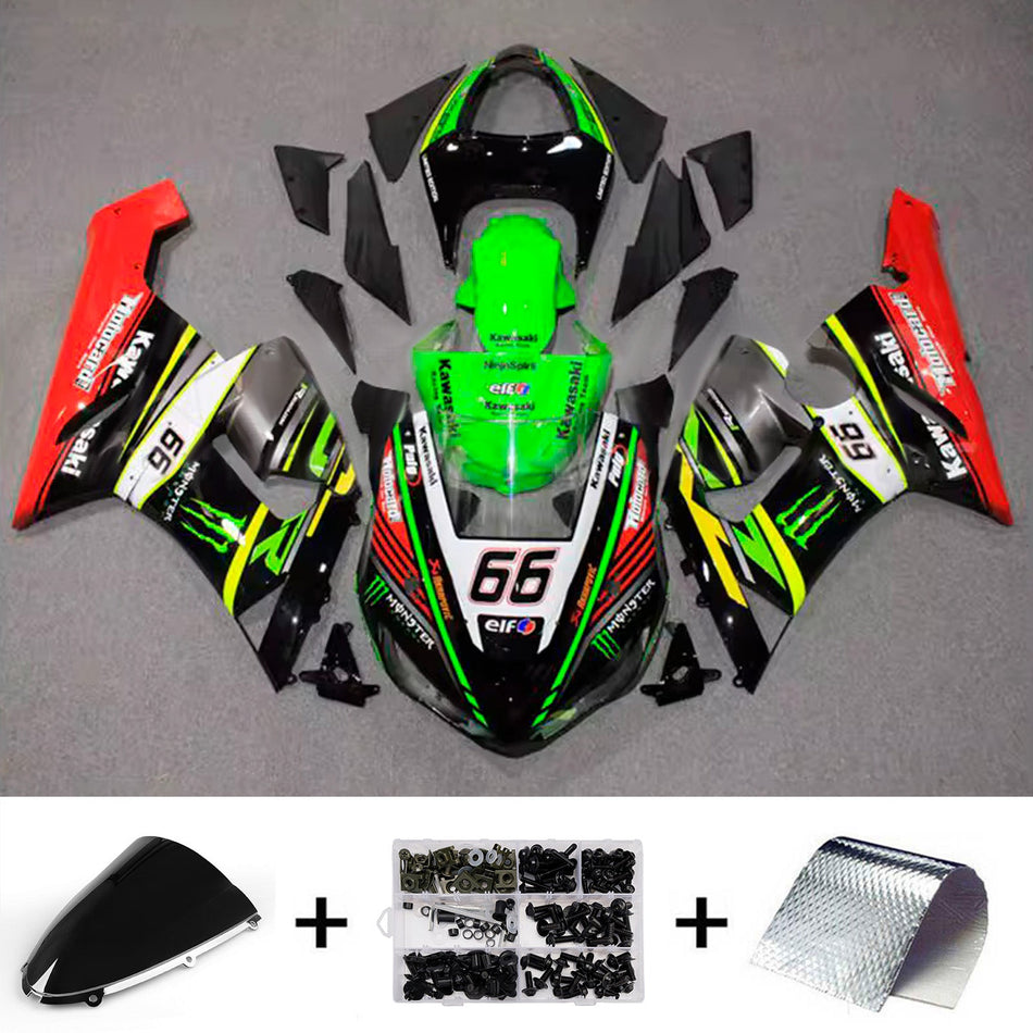 インジェクションフェアリングキット ボディワーク プラスチック ABS カワサキ ZX6R 636 2005-2006 に適合