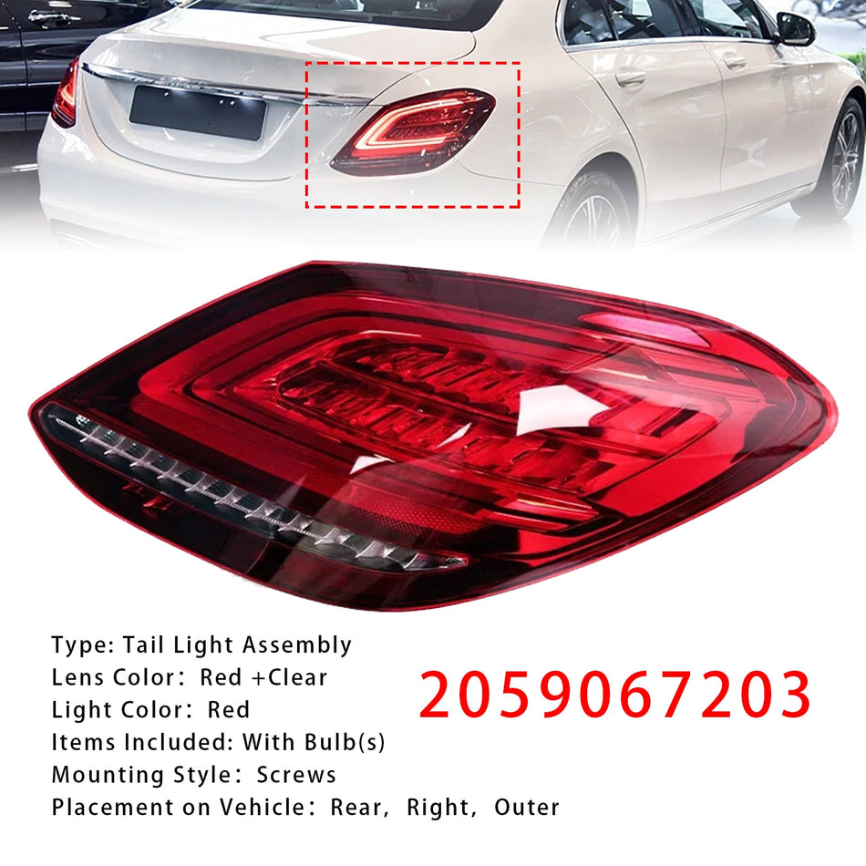メルセデスベンツ Cクラス W205 2019-2021 に適合する右 LED リアテールライト ブレーキランプ