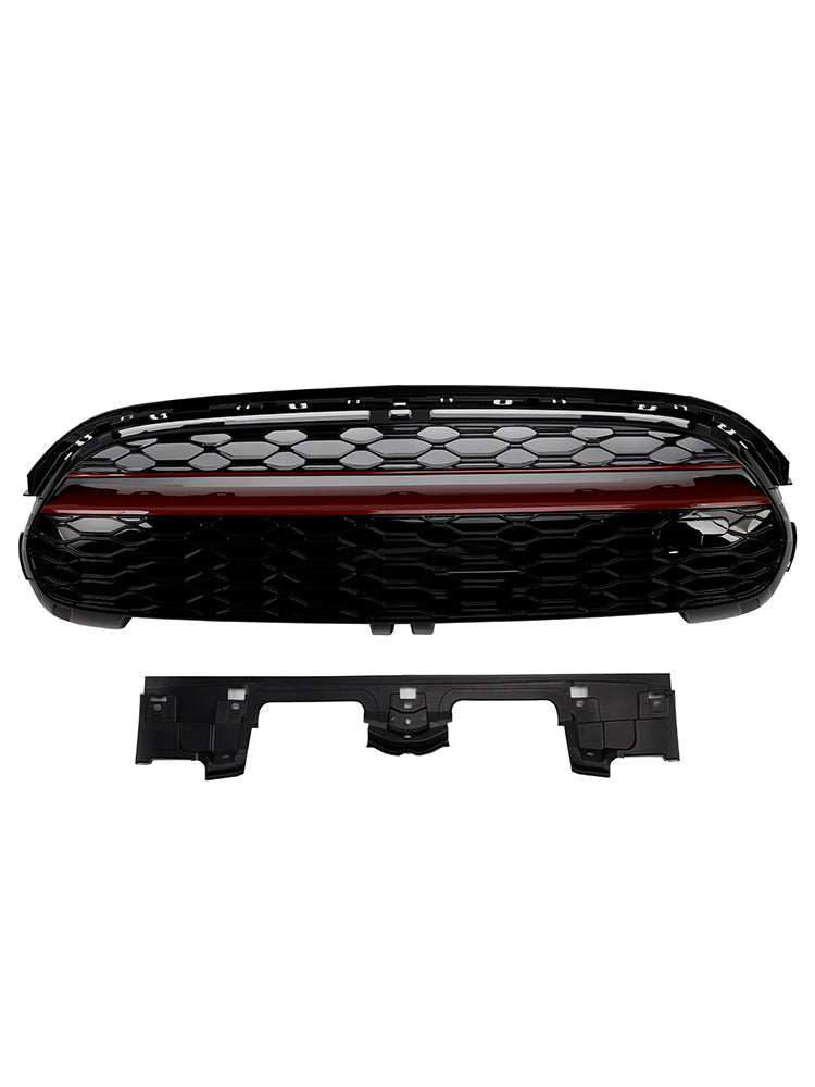 2014年以降 MINI F55 5ドア ハッチバック Cooper S、Cooper SD GPスタイル グロスブラックレッドトリム フロントグリル