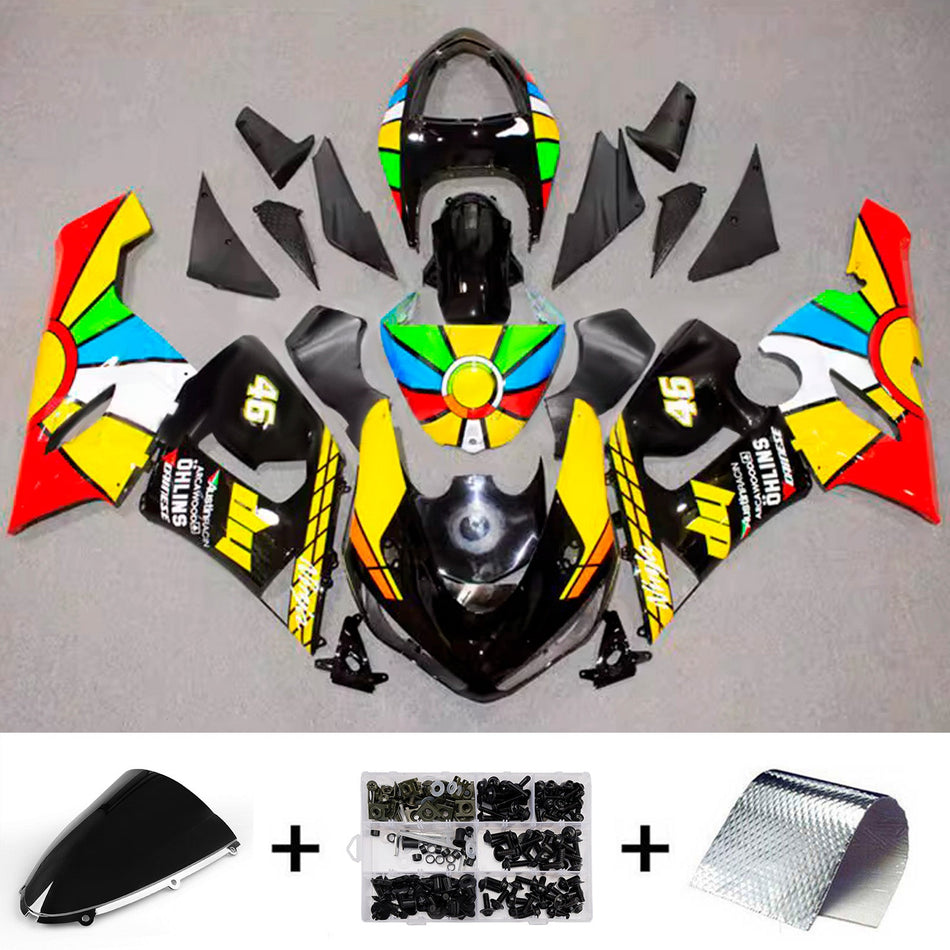 インジェクションフェアリングキット ボディワーク プラスチック ABS カワサキ ZX6R 636 2005-2006 に適合