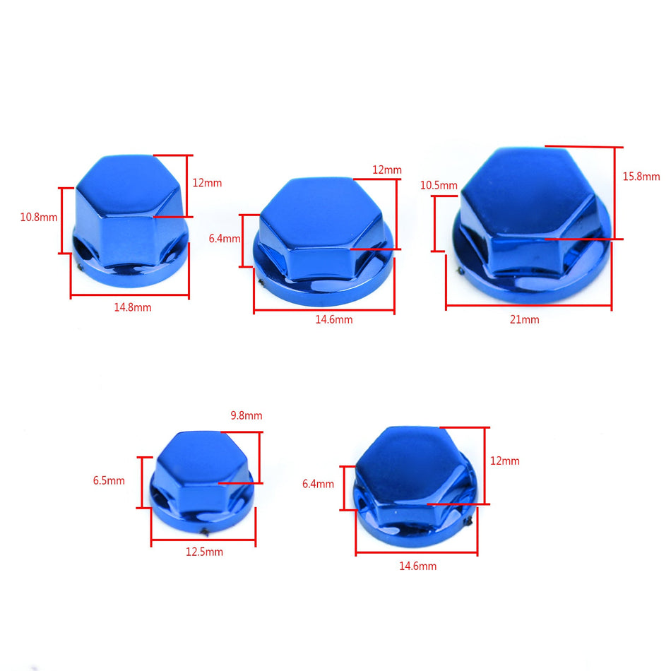 30個 5サイズ オートバイ用 ブルー プラスチック 六角ソケット ネジ カバー ボルト ナット キャップ カバー 汎用