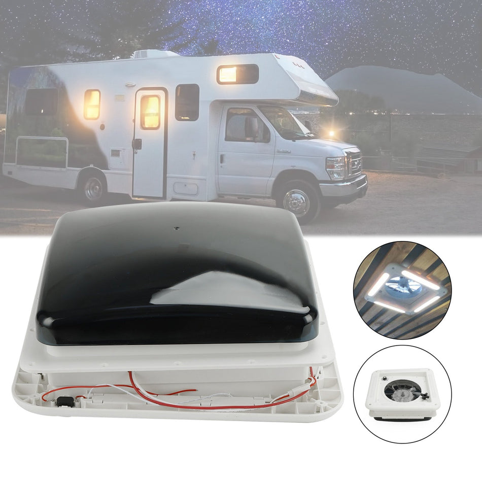 11インチ RV キャラバン ルーフベント 3速モーター RV ファン 12V 天窓 LED ライト付き