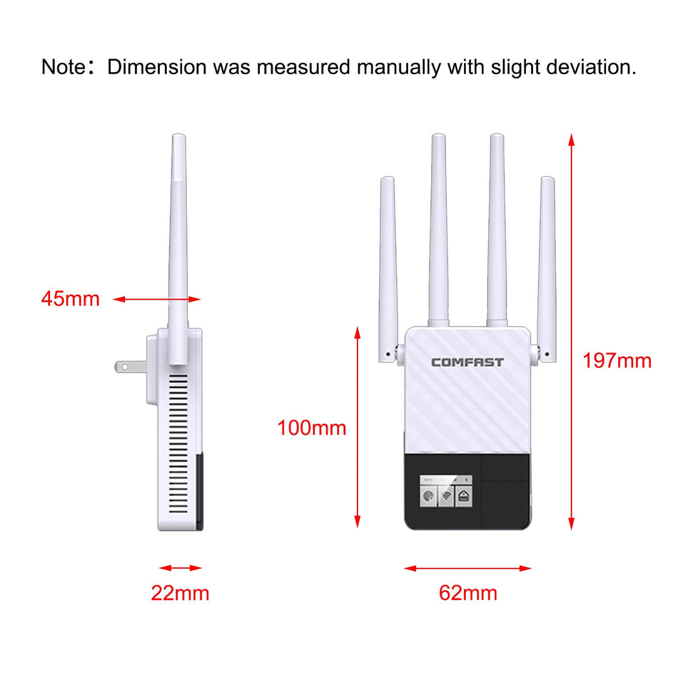 デュアルバンド 2.4G 5G WiFi エクステンダー 信号増幅器 WiFi ブースター 1200Mbps 英国プラグ