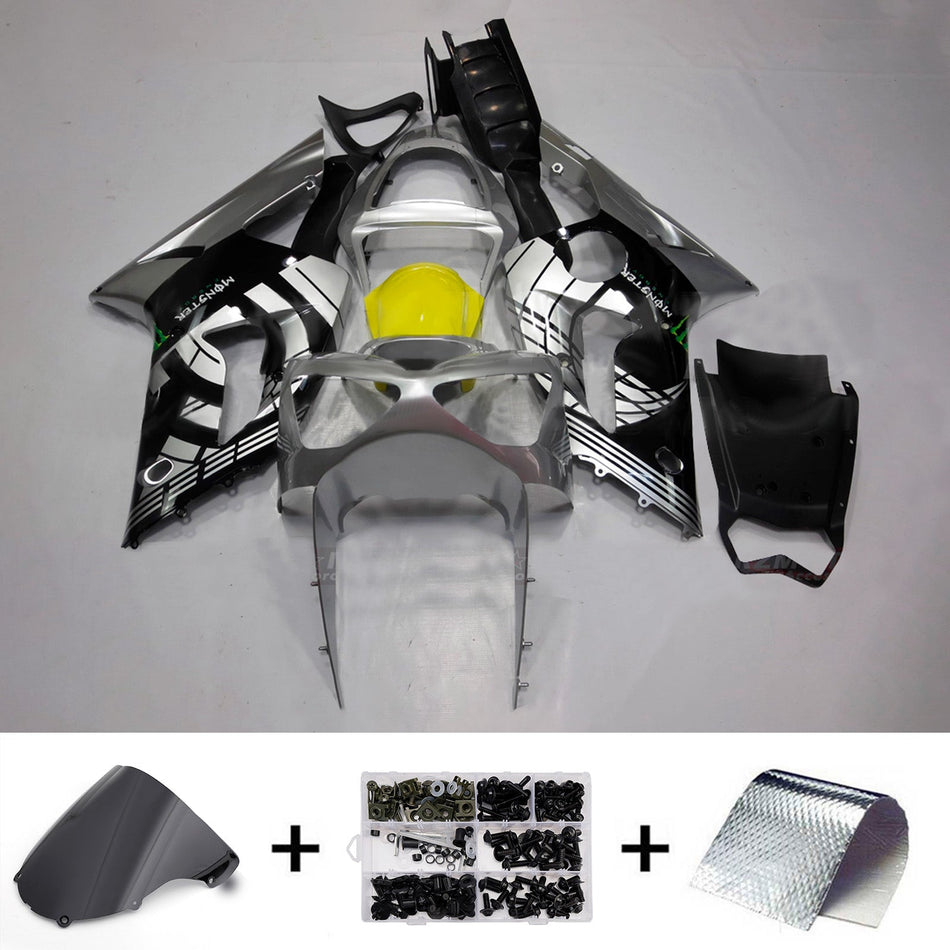 インジェクションフェアリングキット ボディワーク プラスチック ABS カワサキ ZX6R 636 2003-2004 に適合