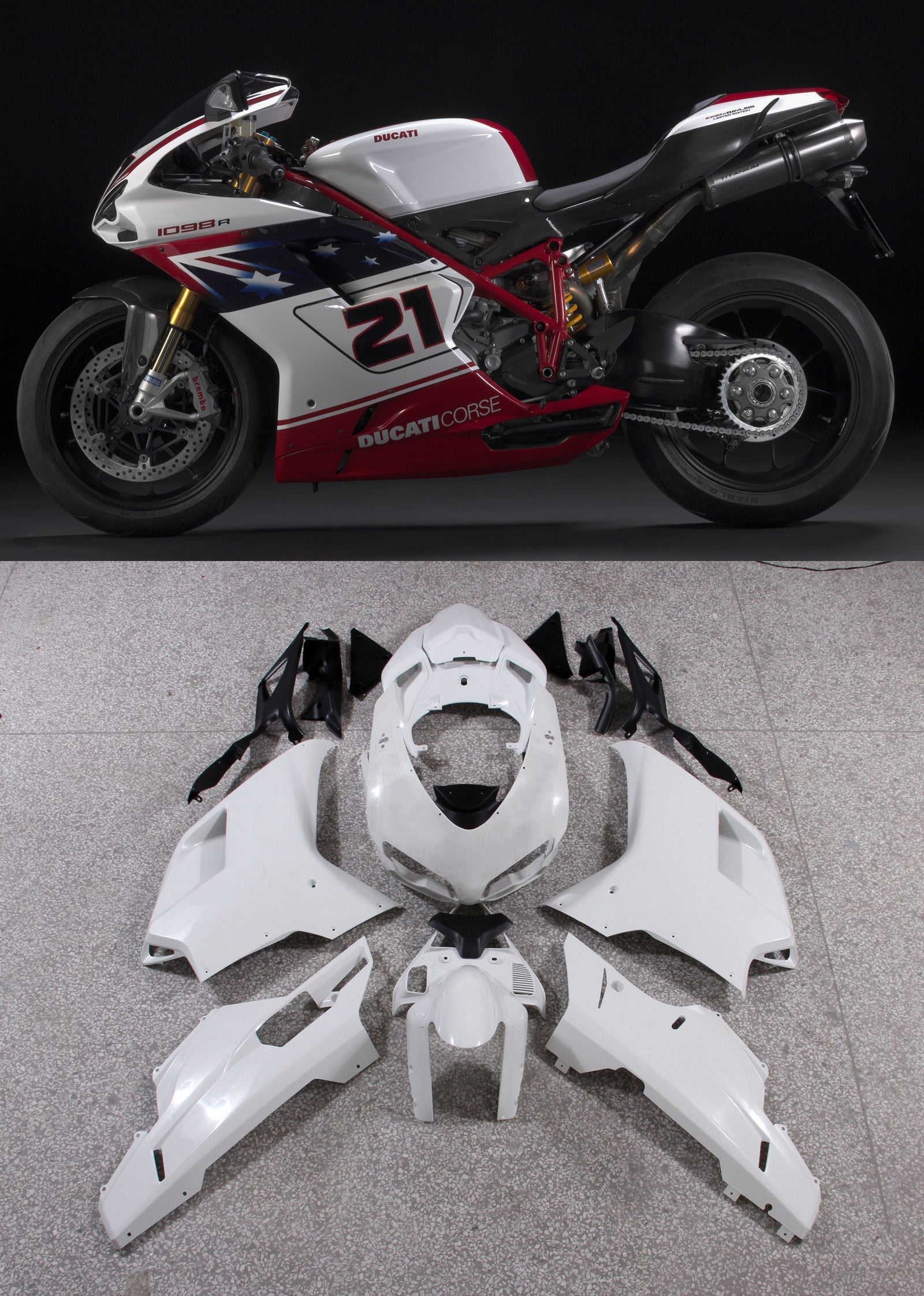 Generic Fit For Ducati 1098 1198 848 (2007-2011) Bodywork Fairing ABS Injection Mold 17 Style