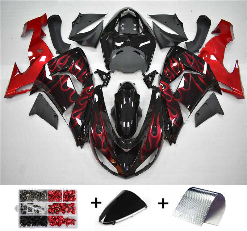 2006-2007 カワサキ ZX10R インジェクションフェアリング レッドフレイムキット