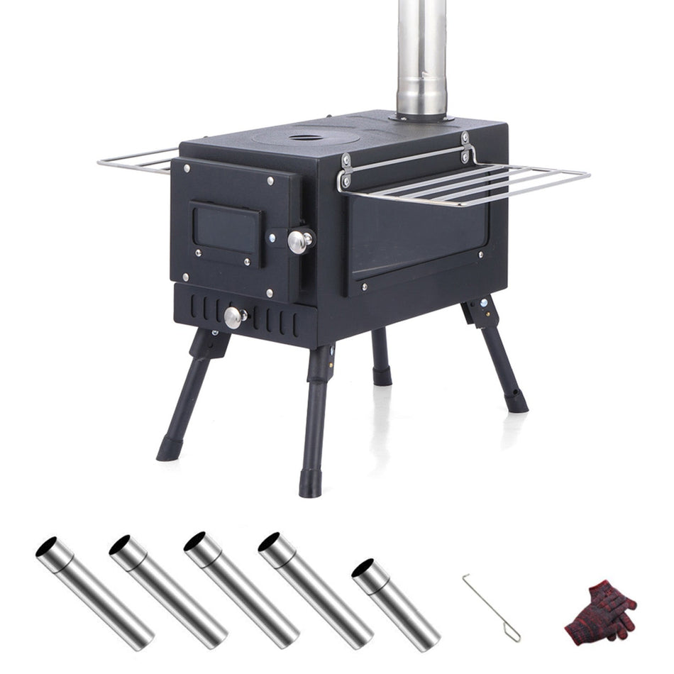 テントでの調理用パイプ付きアウトドアポータブルテントキャンプ用薪ストーブ