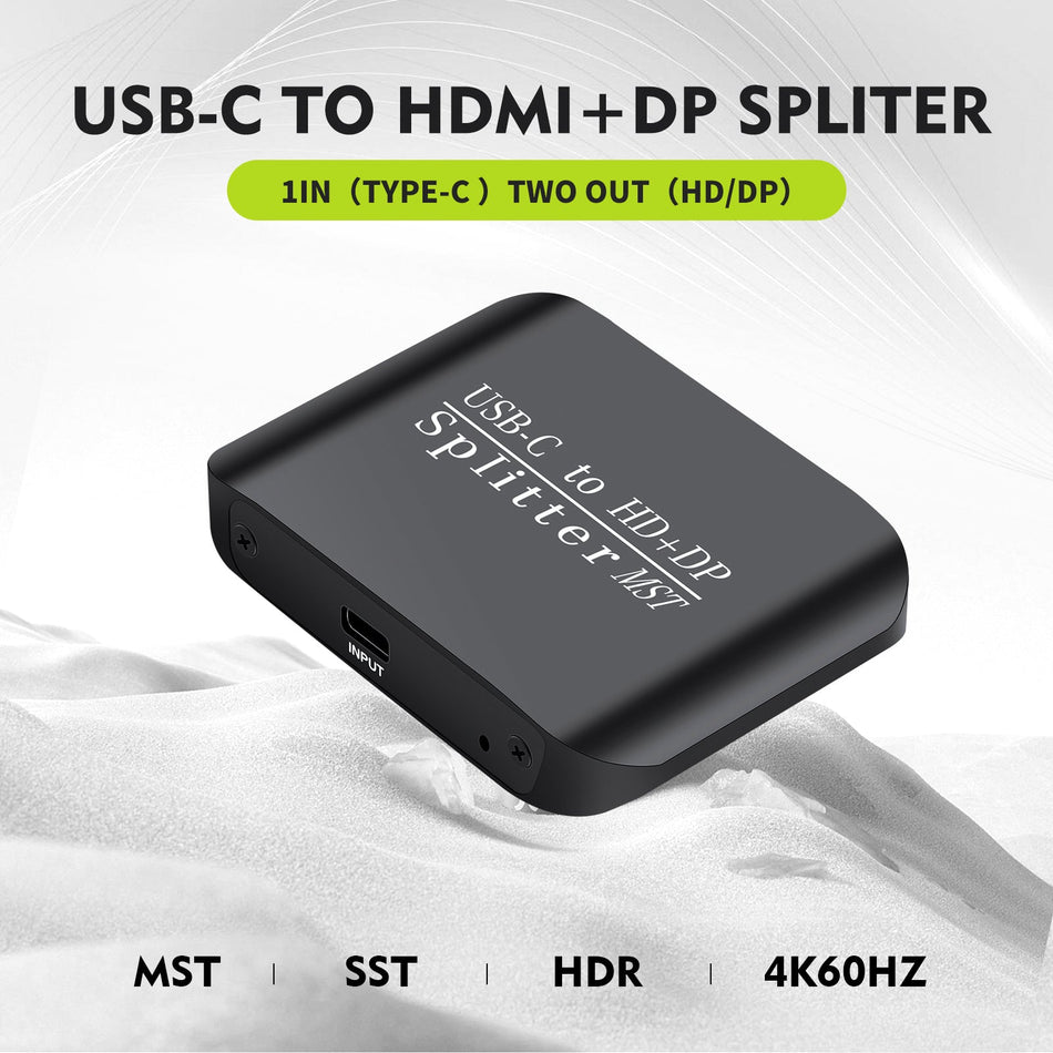 Type-C to HDMI+DP 1x2 ラップトップ スプリッター MST 2画面ディスプレイ 1入力2出力