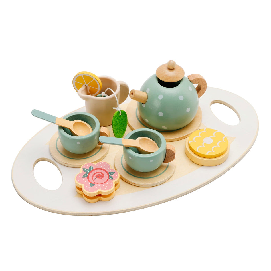 15個セット 西洋キッチン木製ティーセット プレイキッチン食器/子供用ティーおもちゃセット